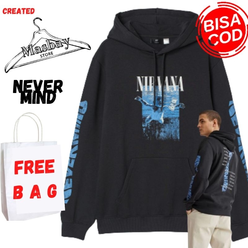 เสื้อฮู้ดผู้ชายและผู้หญิง hm nirvana nevermind เสื้อฮู้ดผู้ชายสีดํา ป้ายเต็ม