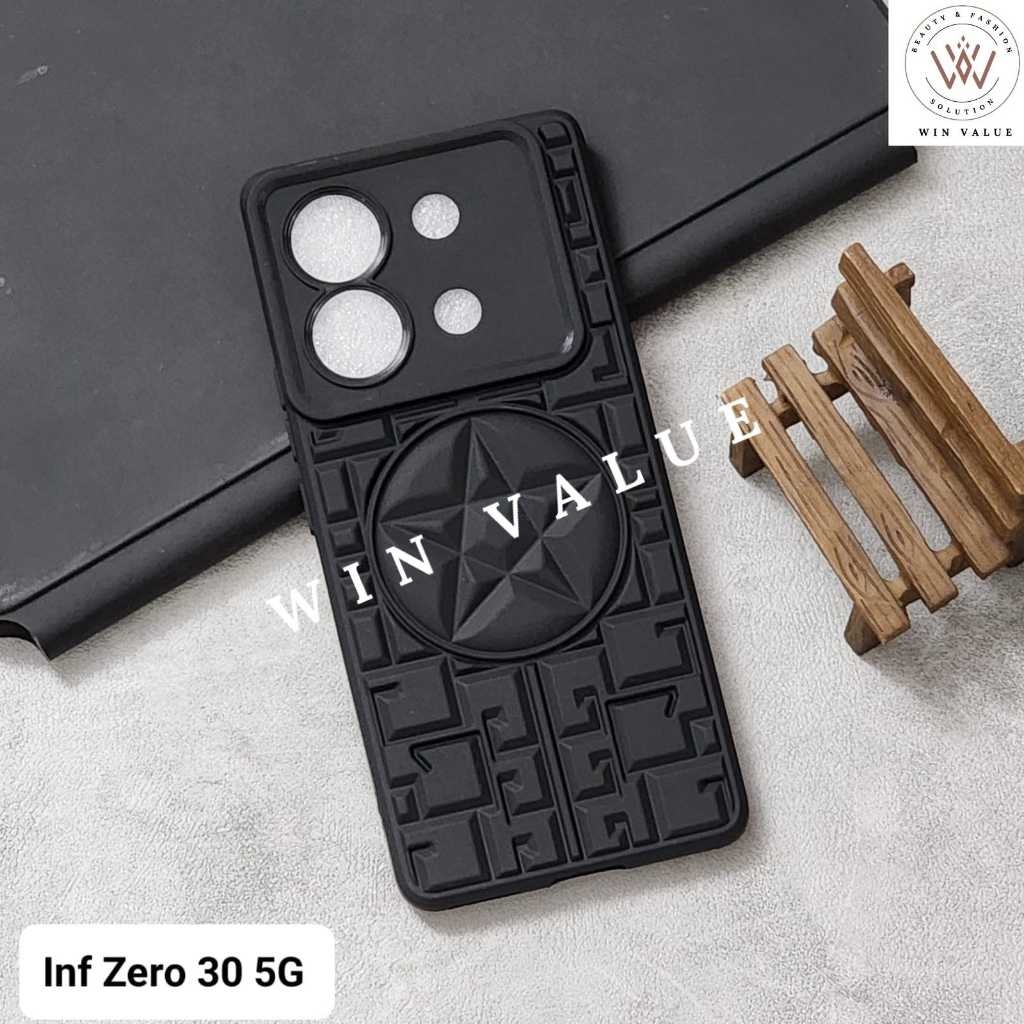 Infinix Zero 30 5G Case 3D Star Case Macaron Black motif Infinix Zero 30 5G