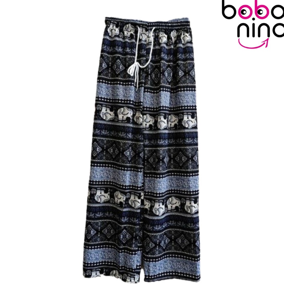 IdFf4F9 Lullaby CW17 กางเกงขายาวผู้หญิง Culottes ลาย Batik Motif Highwaits ยาวสบายๆกางเกง HW เอวยางย