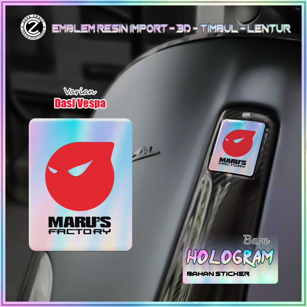Vespa EMBLEM HOLOGRAM STICKER MARUS โลโก้ HOLOGRAM EMBLEM นูน Vespa STICKER Vespa TIE Vespa RESIN FLEXIBLE LX/S/Sprint/Primavera/GTS