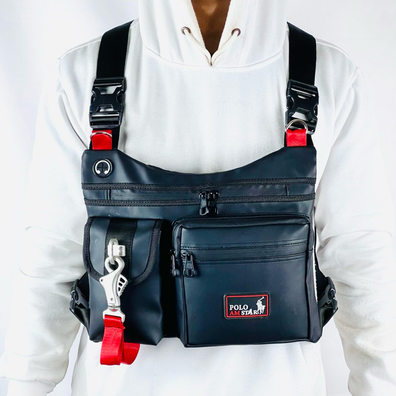Men& 39;s Sling Bag Chest Bag Original Polo Amstar WATERPROOF Chest Bag Multi Function Vest Bag