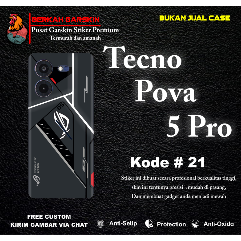 [CONTENTS 2 ชิ้น] สติ๊กเกอร์ Garskin Techno Pova 5 Pro Motif 21 -25 สามารถขอภาพได้