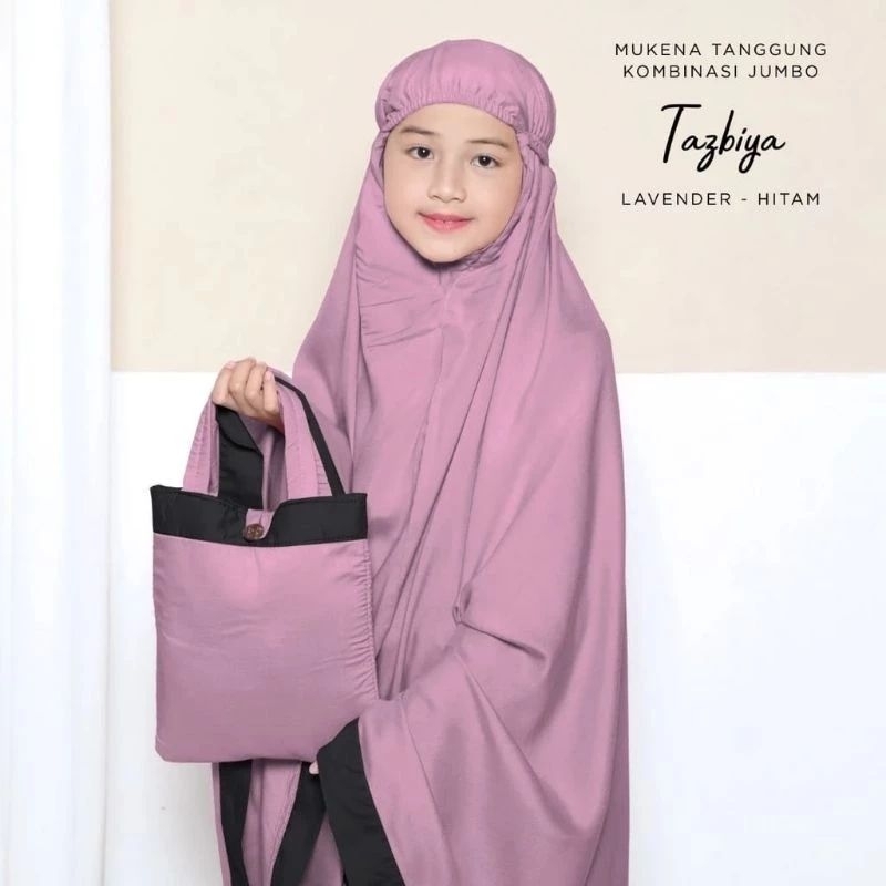 Tazbiya Twotone Salwa เสื้อคลุมอธิษฐานสําหรับเด็กแบบรวมพร้อมโบนัส กระเป๋าสวยงาม