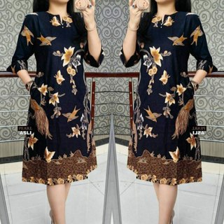 DRESS BATIK PANJANG MODEL TERBARU 2024 UKURAN JUMBO LD 120 LD 130 BAJU KANTOR WANITA MODERN PAKAIAN PESTA MASA KINI BUSANA LEBARAN