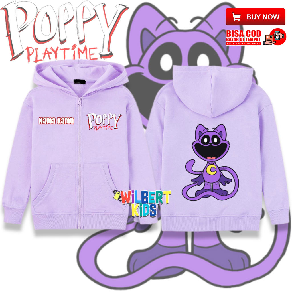 Hoodie Zipper Kids Catnap Poppy Playtime/แจ็คเก็ตเด็ก Catnap Playtime