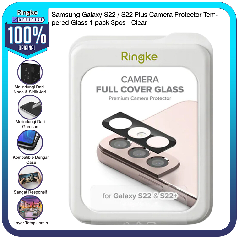 Ringke Galaxy S22 / S22 Plus ฟิล์มกันรอยกล้องกระจกนิรภัยตัวป้องกันคลุมทั้งหมดป้องกันรอยขีดข่วน