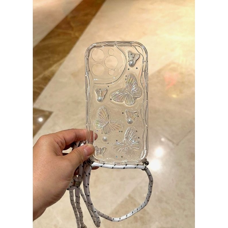 0027 VV CASE SLINGCASE WAVE 3D คริสตัลรักผีเสื้อ tpu สําหรับ IPHONE 16 16PRO 16PLUS 16PROMAX 7 8 SE 