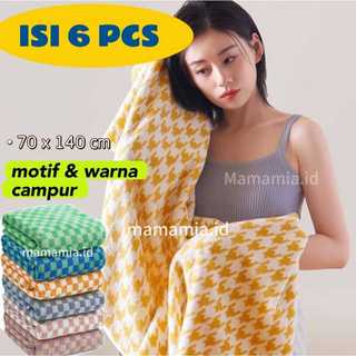 Mamamia.lim  COD isi 6 PCS  paket murah handuk dewasa ukuran 70cm x 140 cm handuk mandi dewasa microfiber // Handuk polos 70x140cm