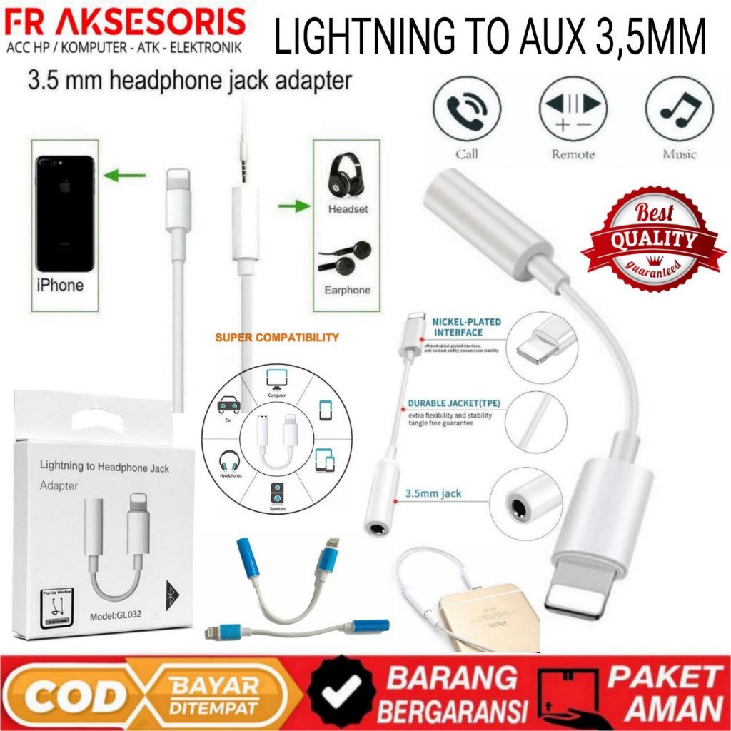 ตัวแยกเสียง Lightning TO Aux 3.5 มม. Lightning TO Jack Aux Iphone