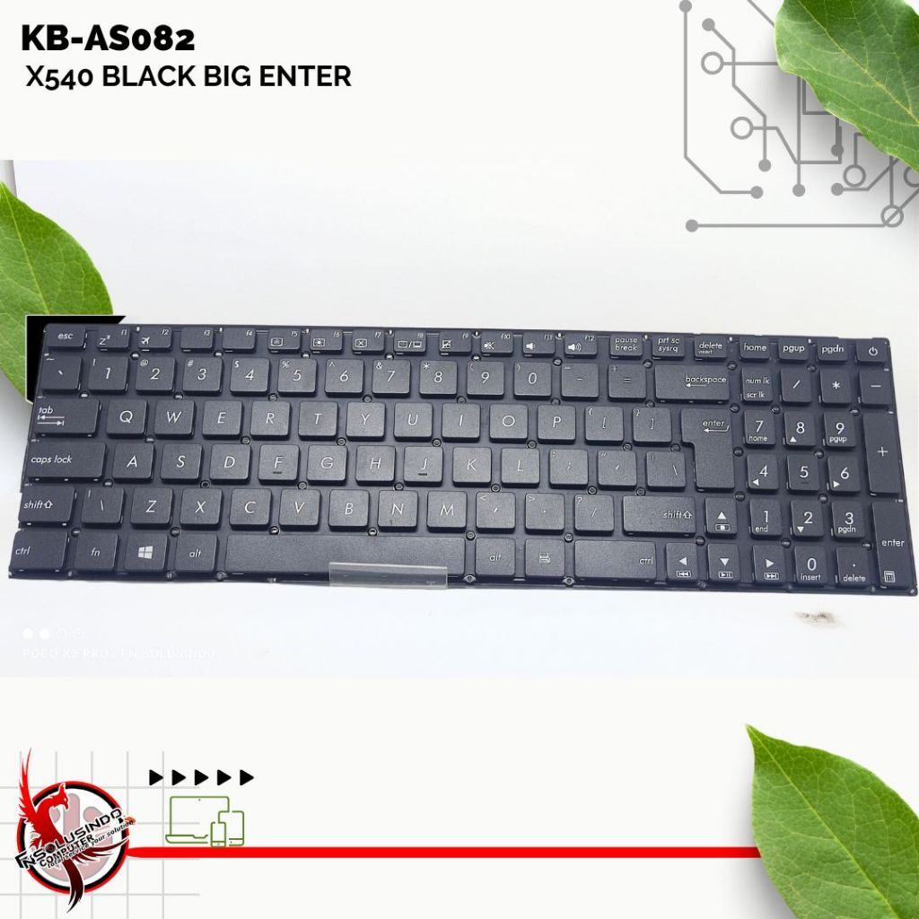 Asus X540L X540S X540SA X540LA UK Layout Big Enter Keyboard - สีดํา