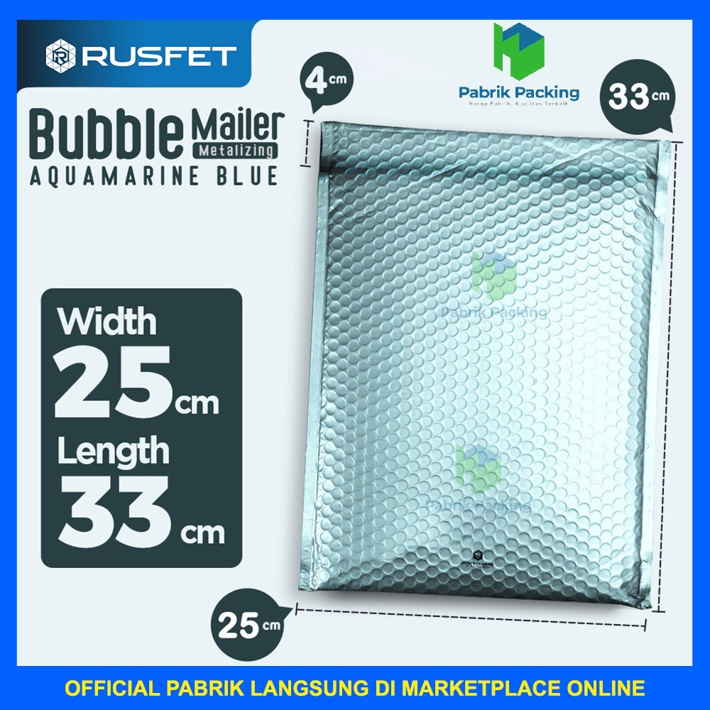 BUBBLE PACKING LIGHT BLUE METALLIC ENVELOPE 25CM X 33CM