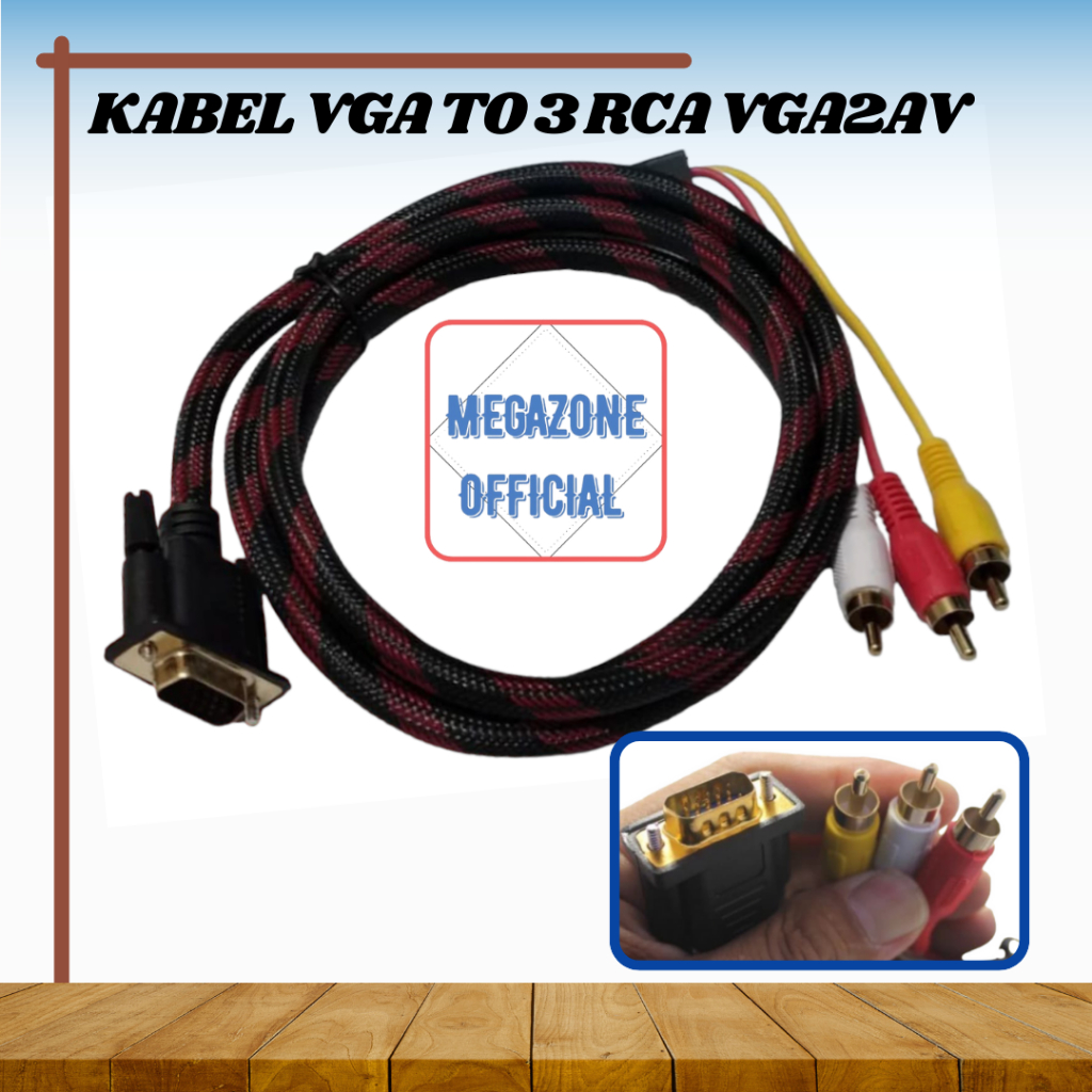 สายอะแดปเตอร์ปลั๊ก VGA ตัวผู้ 15Pin to 3 RCA Audio Av สาย VGA เป็น RCA