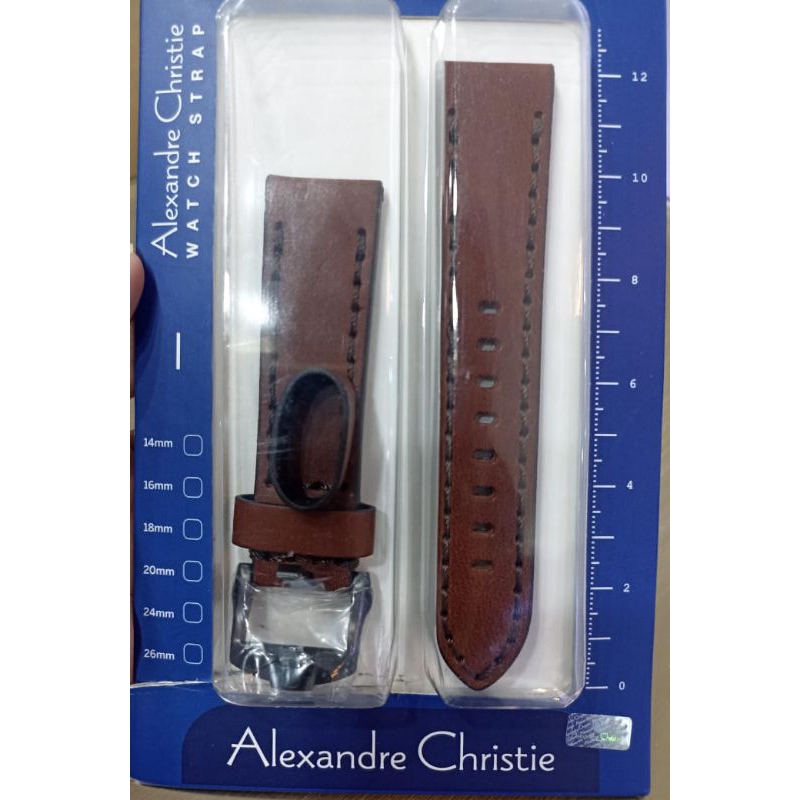 Alexandre christie สายนาฬิกาข้อมือ สายหนัง สีดํา ไซซ์ 22