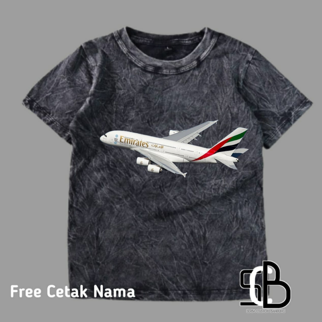 เด็ก AIRBUS AIRBUS AIRBUS A380 EMIRATES WASHED PREMIUM TOP เสื้อยืด