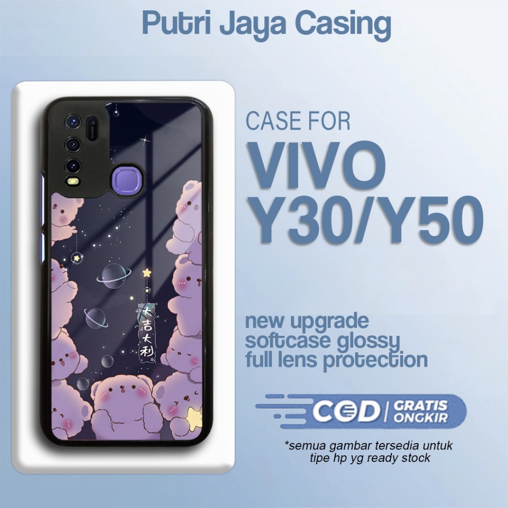 HP Vivo Y30 / Y50 Bear Motif 07 Hardcase Softcase Premium Glossy Cool ซิลิโคนเคสโทรศัพท์สําหรับเด็กห