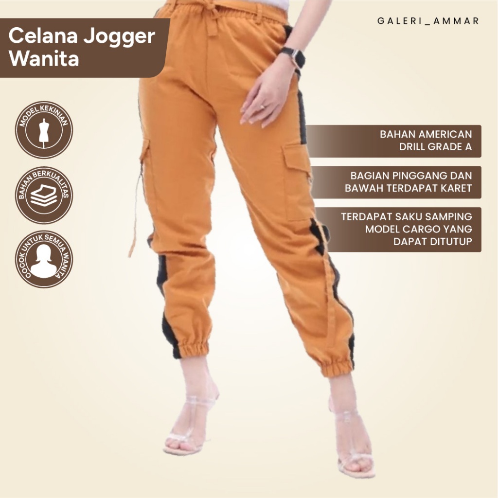 Jogger Cargo Buggy Long Pants Casual Side List for Contemporary Women By Galeri_mar
