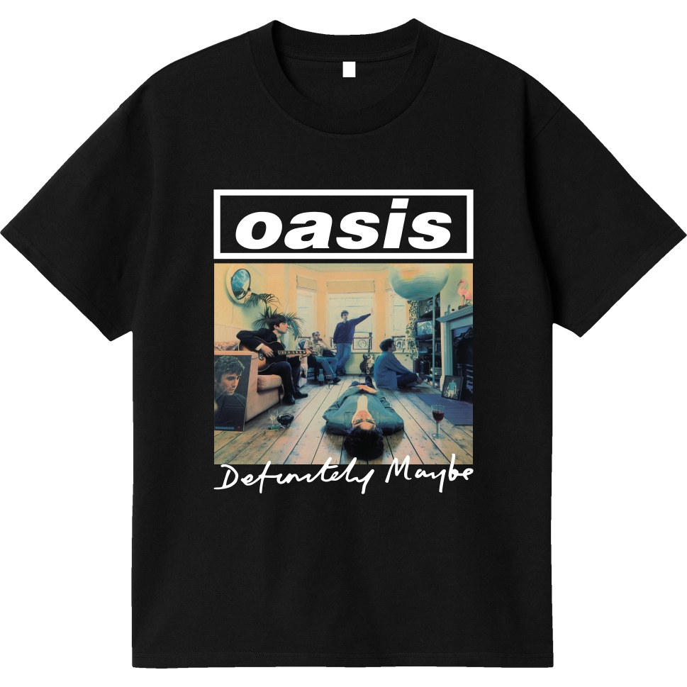 เสื้อยืดแขนสั้น พิมพ์ลายวงดนตรี Oasis