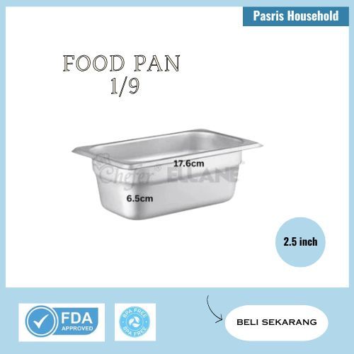 Pasris by Ellane Food Pan 1/9 2.5 นิ้ว สแตนเลส 17.6 x 10.8 x 6.8cm