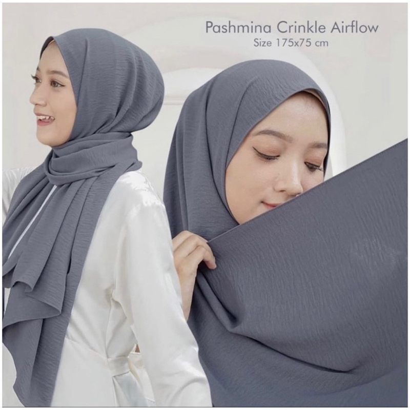 PAShMINA CRINKLE AIR FLLOW 175 X 75 PREMIUM BEAUTIFUL MULIMAH