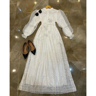 Raya Dress Brukat / Baju Lebaran / Dress Idul Fitri / Gamis Putih