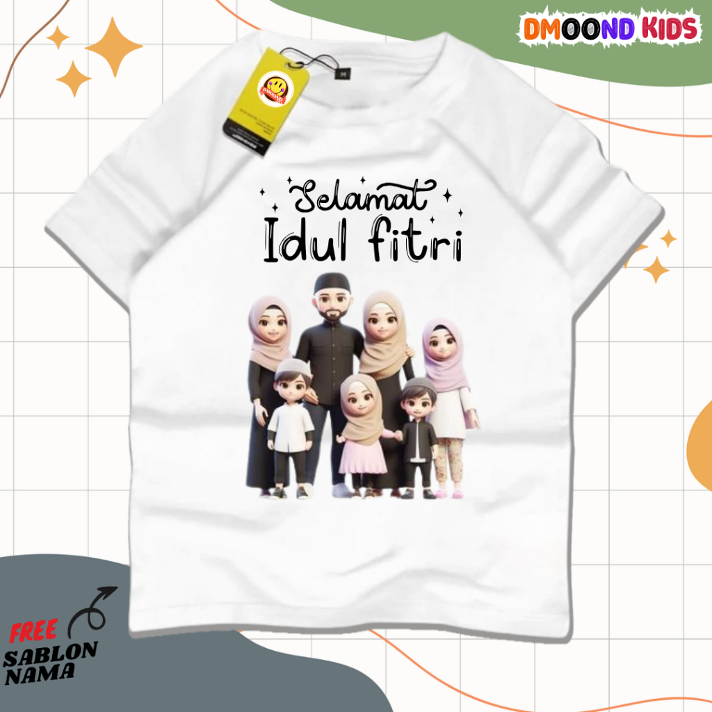 เสื้อยืดเด็กธีม Happy Eid Al Fitr 12 (Happy Eid Al-Fitr) - Unisex 1-13 ปี - dmoond_store