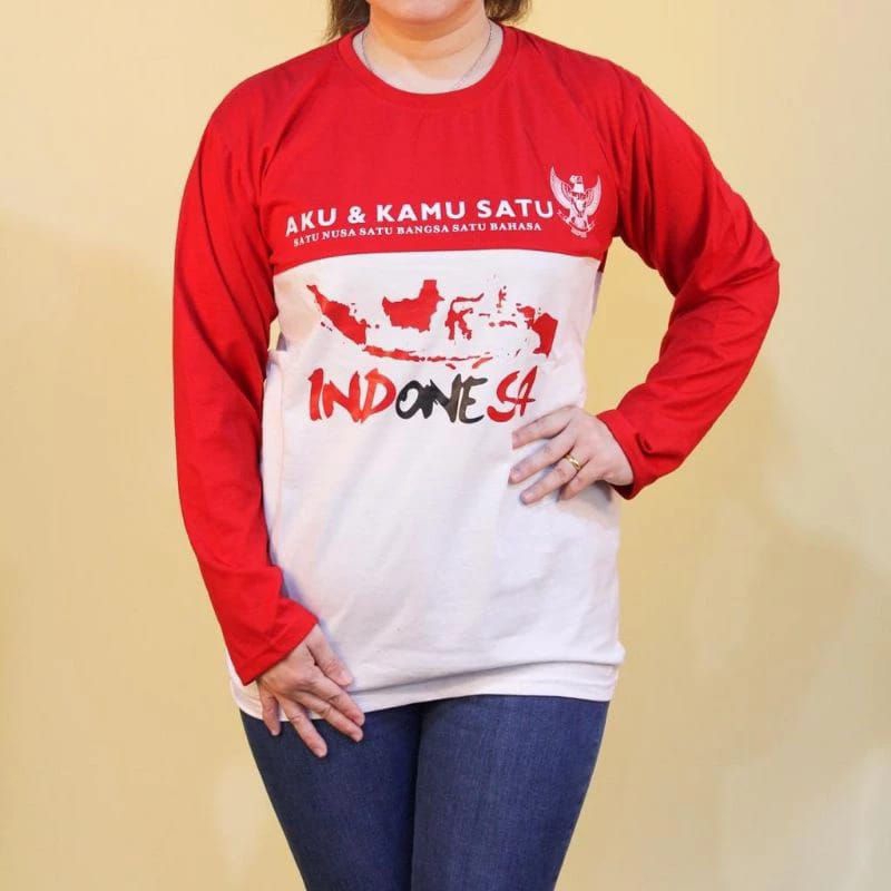 MERAH KATUN 28S เสื้อยืดผ้าฝ้าย/สีแดงและสีขาว/TH AUGUST 17 เสื้อยืด 45TH ANNIVERSARY 80/INDONESIAN P