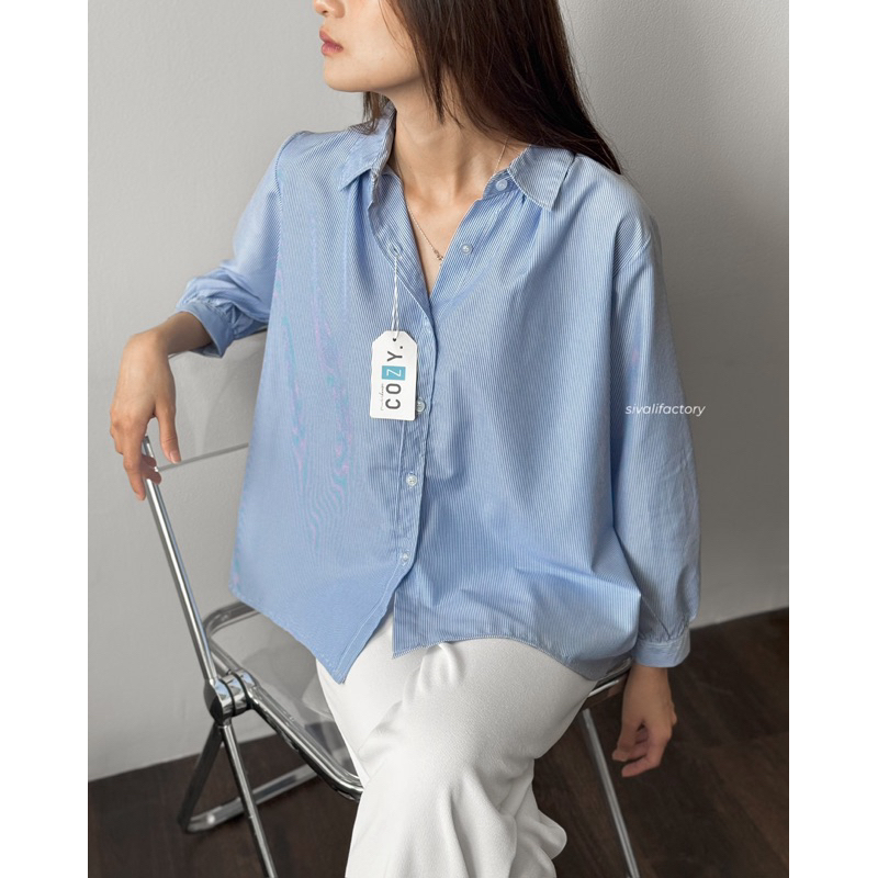 KEMEJA SIVALI Maeve Shirt - เสื้อเชิ้ตลายขนาดใหญ่ - เสื้อแขนยาวผู้หญิง | 079