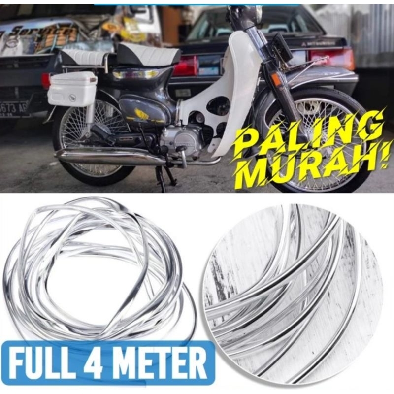 คิ้วตัวถังโครเมียมเต็ม 4 เมตรสําหรับ Honda c50 c70 yamaha v80 Suzuki rc fr chrome