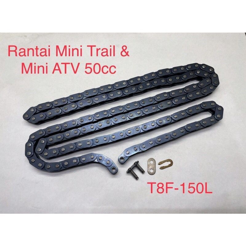 MESIN Heavy Duty Chain T8F - 150L สีดํา + MINI TRAIL & Mini ATV การเชื่อมต่อ 50cc 2T mocil86 เครื่อง