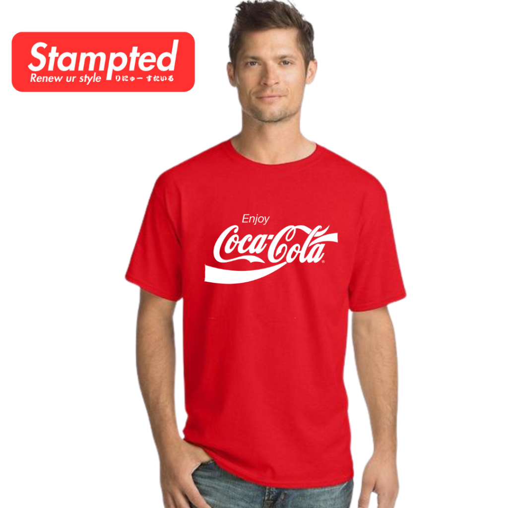 Stampted Classic coca cola เสื้อยืดวินเทจ เสื้อยืดขนาดจัมโบ้