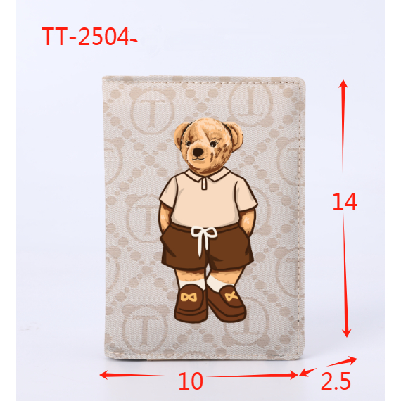 NEWESTED WOMENS PASSPORT WALLET TTWN BEAR ORIGINAL TT2504 PASSPORT WALLET - IMPORT TTWN BEAR WALLET