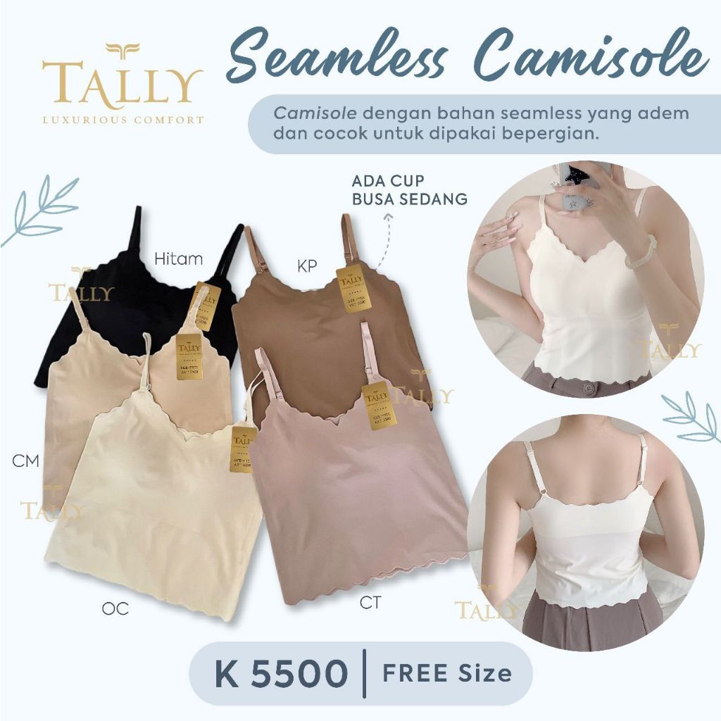 TALLY K 5500 SEAMLESS TANKTOP WITH FOAM - Tally K 5500 Camisole Tanktop with Small / Large Straps - 
