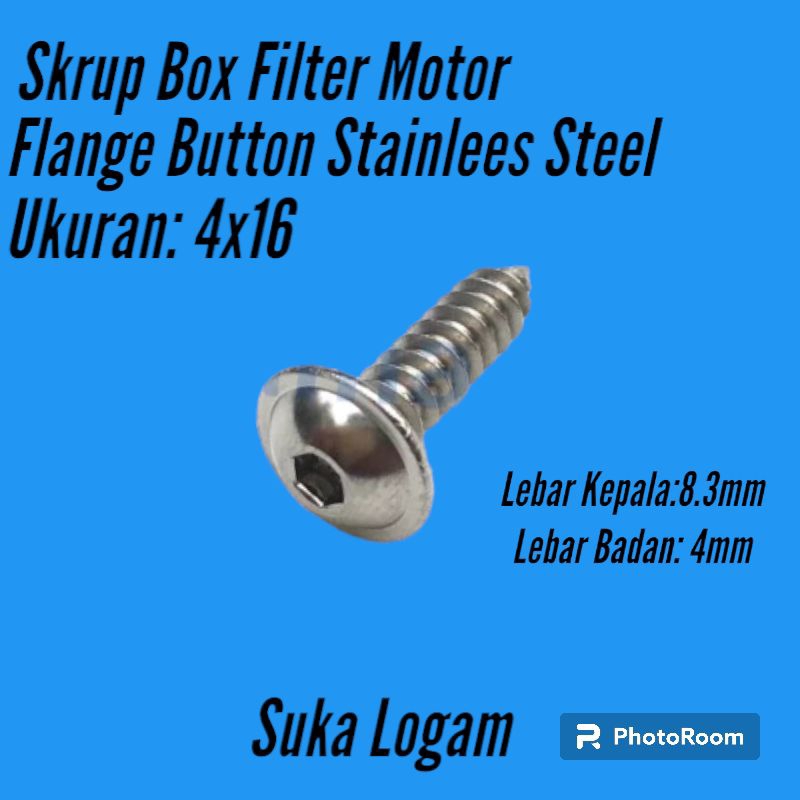 รถจักรยานยนต์ BODY SCREW M4 X 16 FLANGE ปุ่มสแตนเลส 304. กุญแจแอล 2.5