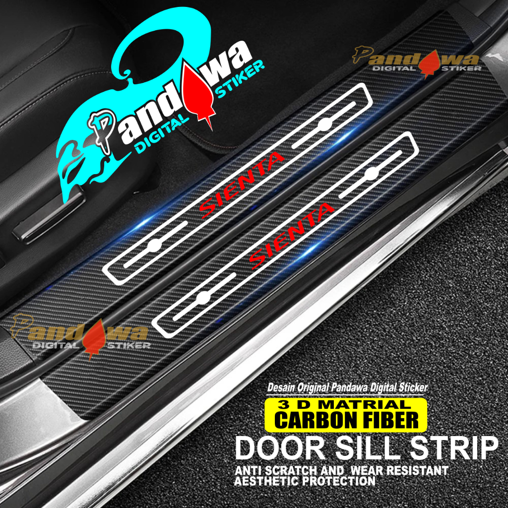 9pcs สติกเกอร์ sill แผ่นคาร์บอน 3d รถ sienta สติกเกอร์คาร์บอน 3d Protector Step กันชน Trunk toyota s