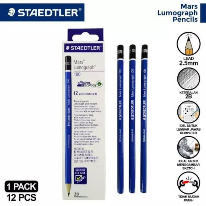 (1 แพ็ค/12 ชิ้น) STAEDTLER 2B 2B PENCIL สําหรับ EXAM