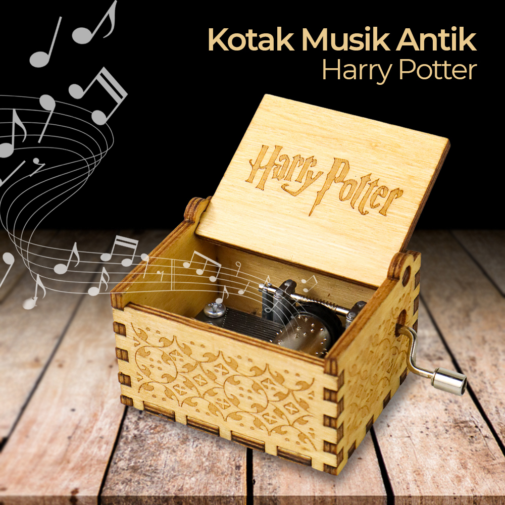 ของตกแต่งบ้าน กล่องดนตรีโบราณ กล่องดนตรีไม้ แกะสลัก แฮร์รี่ พอตเตอร์ - ADQ0194