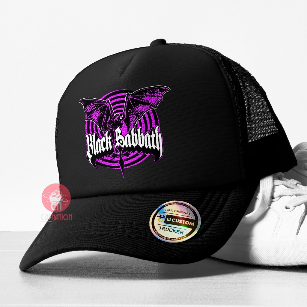 Black Sabbath Hat / Trucker Hat / Net Hat / Trucker Hat / Trucker Cap / Original Hat / Men& 39;s Hat / Mens& 39;s Hat / Unisex Hat / Women& 39;s Hat / หมวก / หมวก Distro / หมวกดั้งเดิม / หมวกเพลงวงดนตรีโลหะ /หมวก Stm