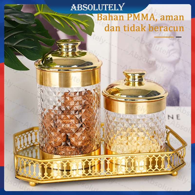 Luxury Gold Jars อเนกประสงค ์ อาหาร Jars เค ้ ก Jars ชุด Jars 1 ชุด Luxury Airtight Jars อะคริลิค Airtight Eid เค ้ ก Jars หรูหราชุดความงาม Cracker Jars