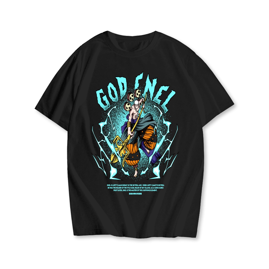 เสื้อยืด พิมพ์ลายอนิเมะ God Enel One Piece