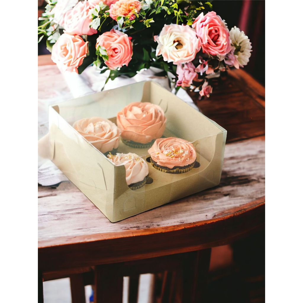 10 ชิ้น - WB181809 B - Cupcake Box / Mika Cupcake model cake Box บรรจุ 4 + Insert