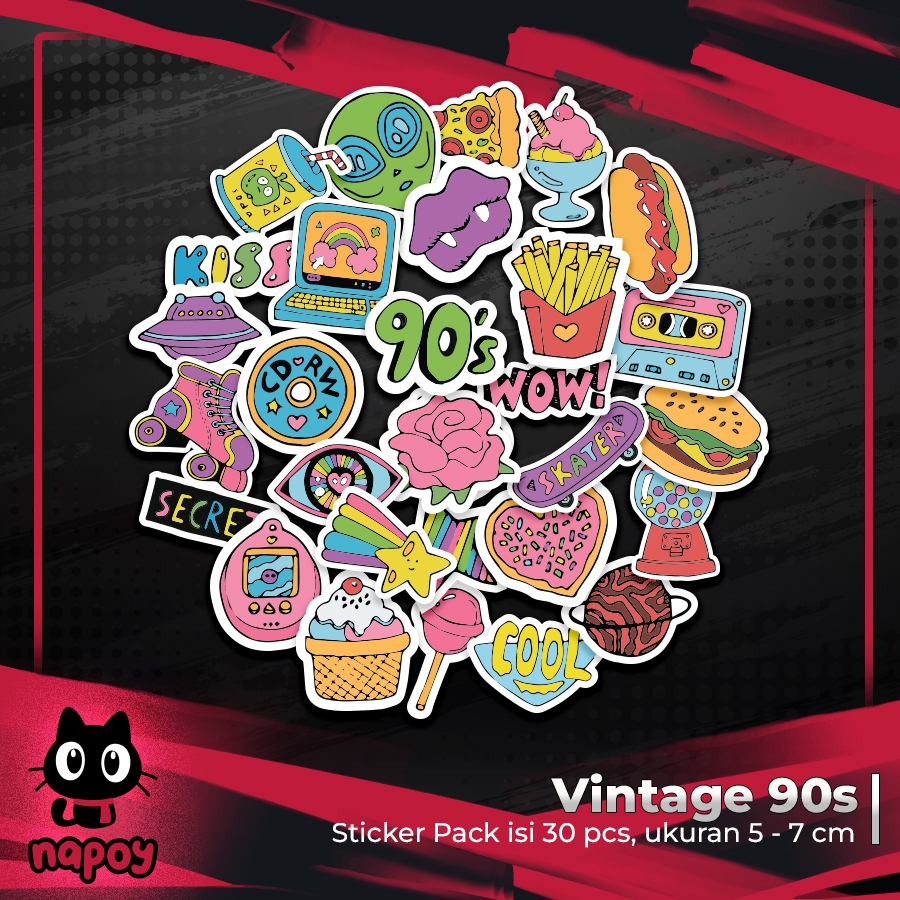 สติ๊กเกอร์ PACK VINTAGE 90s [30 ชิ้น] กันน้ํา