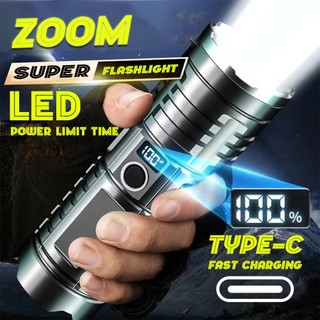LED Senter Tenaga Tinggi Dapat Diisi Ulang Senter Super Terang F916 10000 Lumens Jarak Jauh Waterproof IPX5