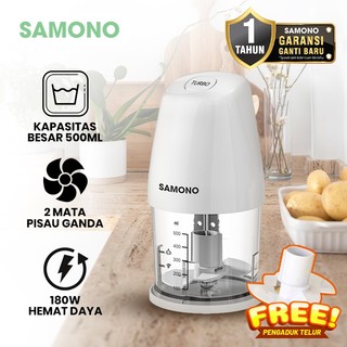 SAMONO Chopper Turbo Serba Guna 180W Multifungsi 500ML Food Processor Penggiling Daging Food Graded 2 Mata Pisau SW-C180