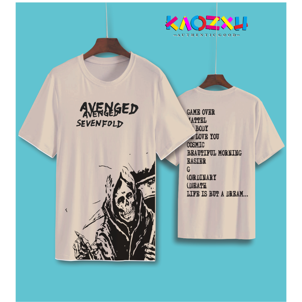Kaozxu KAOS BAND AVENGED SEVENFOLD เฉพาะหยุดในเอเชีย A7X WORLD TOUR TSHIRT เด ็ กที ่ ดีที ่ สุดและผ