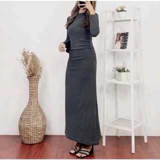 Terlaris Orina Dress Long Dress Knit Premium Wanita Basic Slim Maxi / Dress presbodycon wanita / Dress ibu hamil / Dress knit RIB