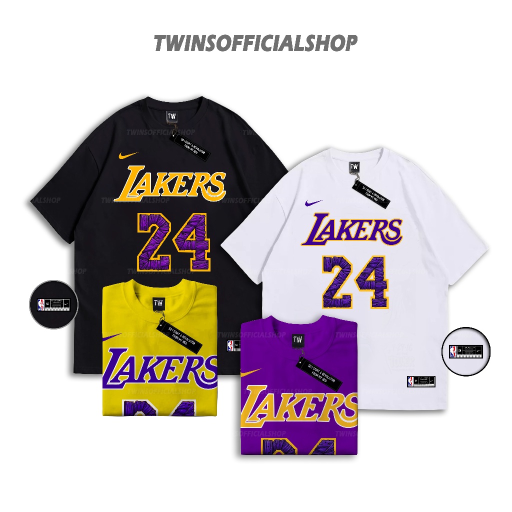 Hitam UNGU เสื้อยืดบาสเก็ตบอลผู้ชายผู้หญิง NBA เสื้อยืด Lakers Kobe Bryant Tshirt No. เสื้อยืดบาสเก็