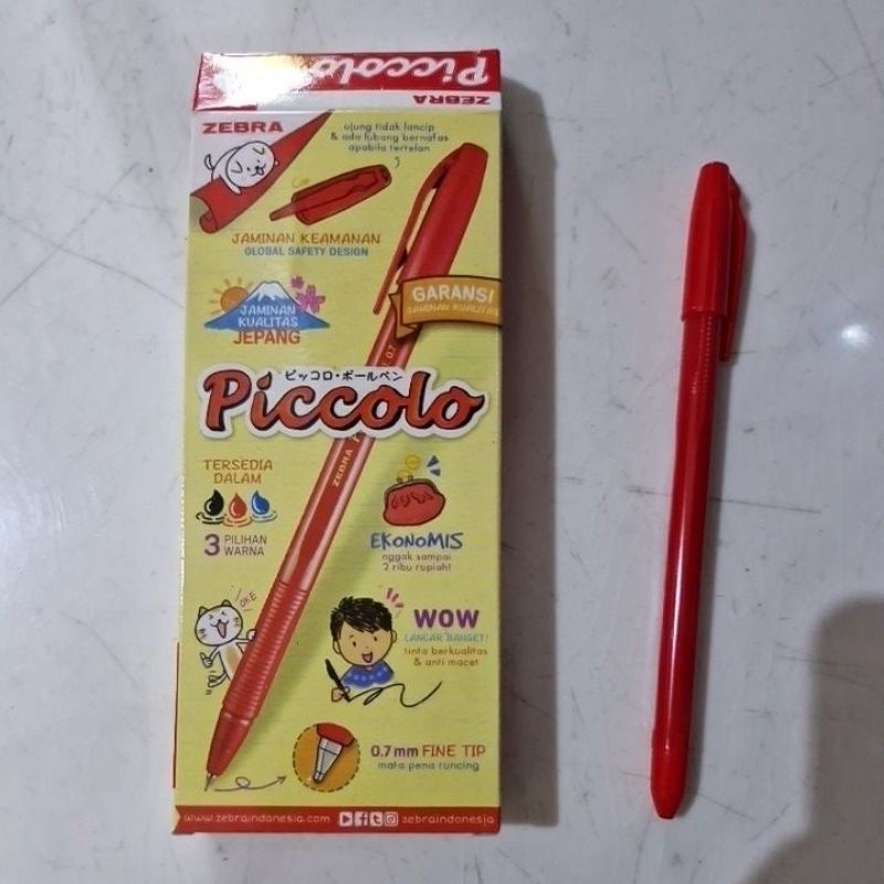 MERAH 1 โหล Red Zebra Piccolo Pens