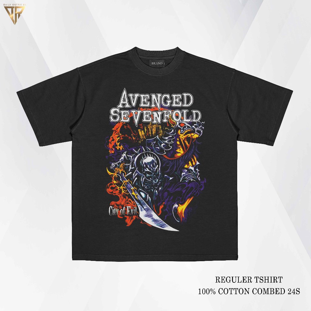 Av4ng3d Sev3nFold A7X "C1ty of Ev1l" Music Band Unisex Premium Cotton 24s Regular Slim Fit เสื้อยืด