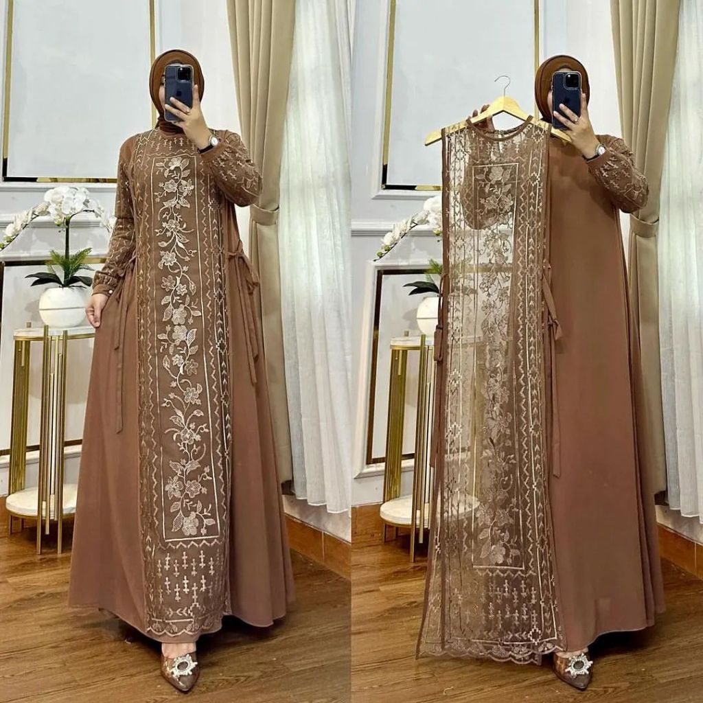 Gamis Party Set Inner+Outer Brocade Premium Brocade Dress Brocade ล่าสุดผู้หญิงด้านนอกผ้า