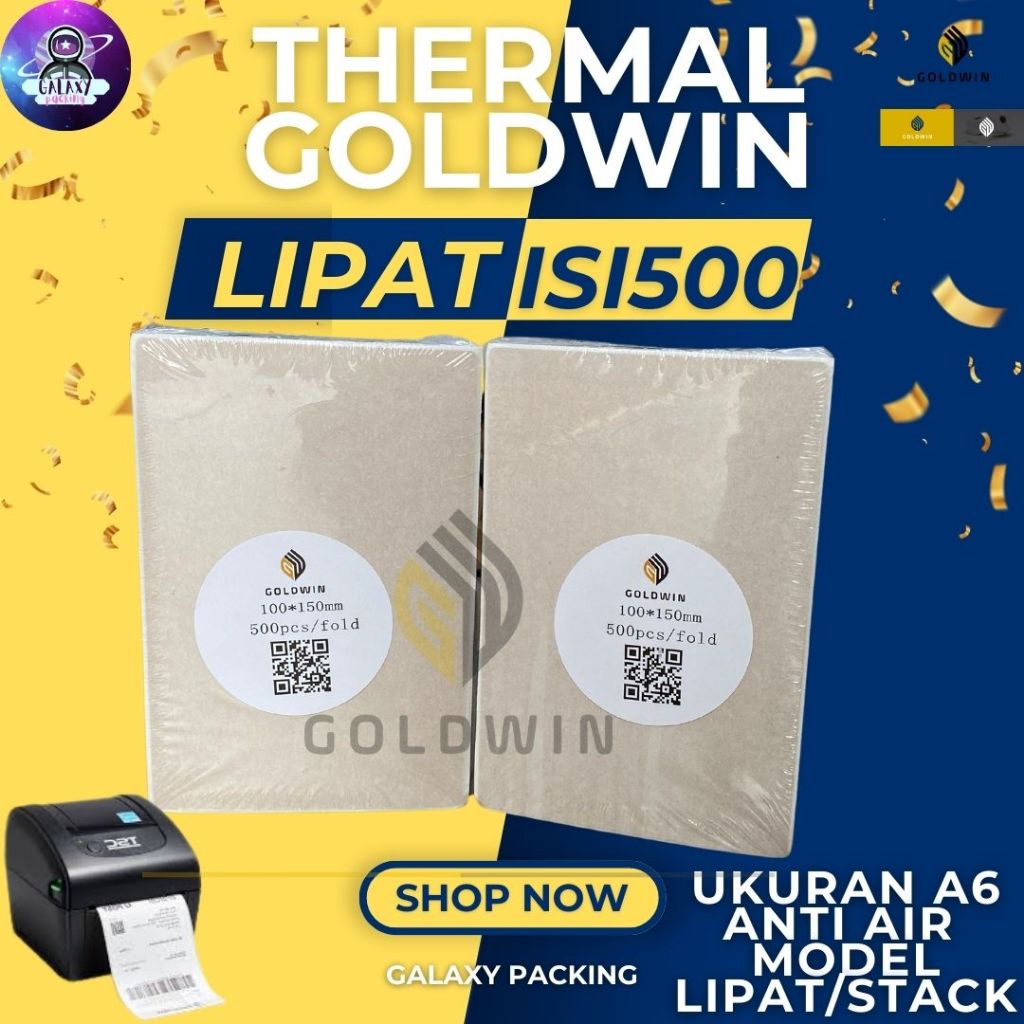 THERMAL LABEL 100x150 CONTENTS 500 GOLDWIN FOLDING MODEL